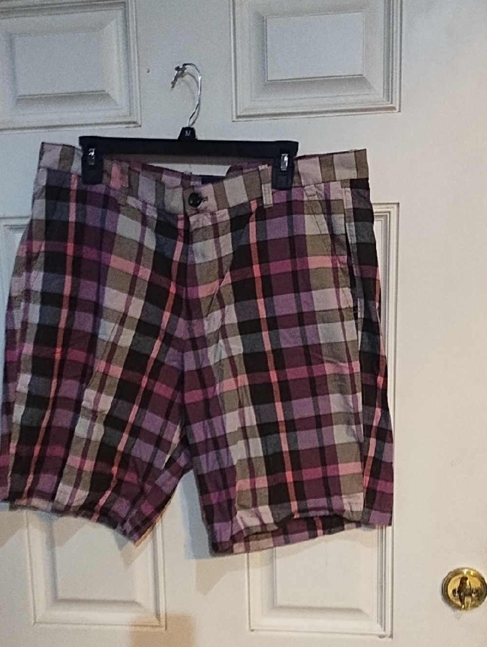 Gap Plaid Cotton Shorts in Pink, Brown & Cream